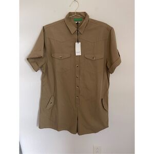 CLARE V Carpenter Style Minimalist Cargo Romper Plus Size 2XL NWT